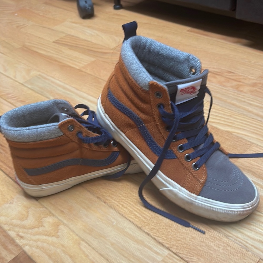 RARE Brown Blue and Gray Vans SK8- Hi High Tops Shoes M5.5/W7